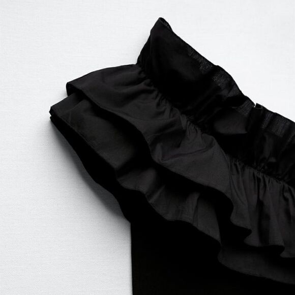 NWT ZARA RUFFLE VOLUMINOUS BODYSUIT ASYMMETRIC SIZE SMALL - Picture 4 of 7